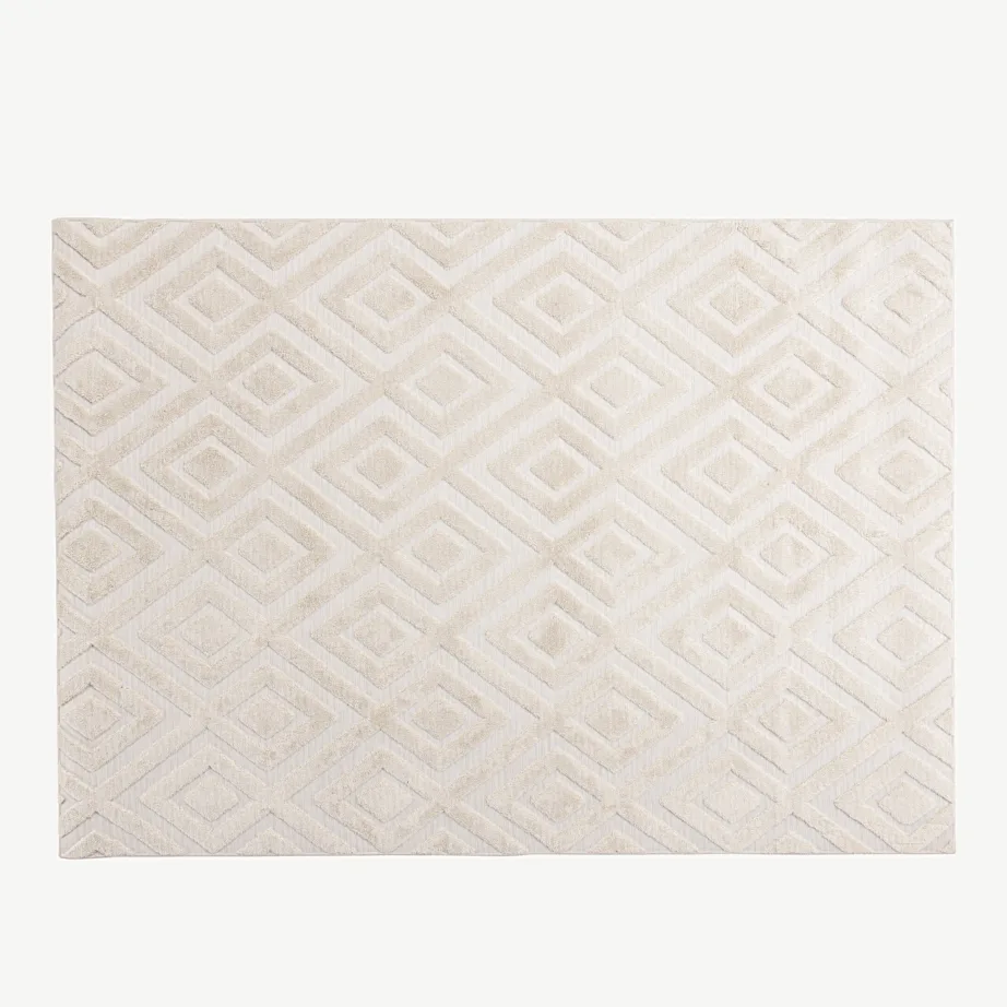 Valge geomeetrilise mustriga vaip Pia (polüester-puuvill, 160×230 cm), 19991-101 – 2