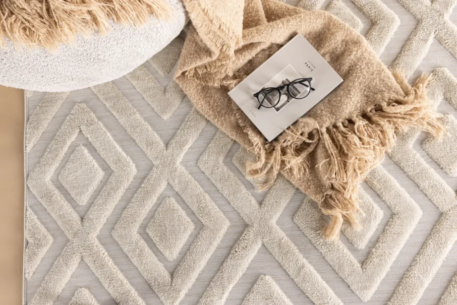 Valge geomeetrilise mustriga vaip Pia (polüester-puuvill, 160×230 cm), 19991-101 – 6