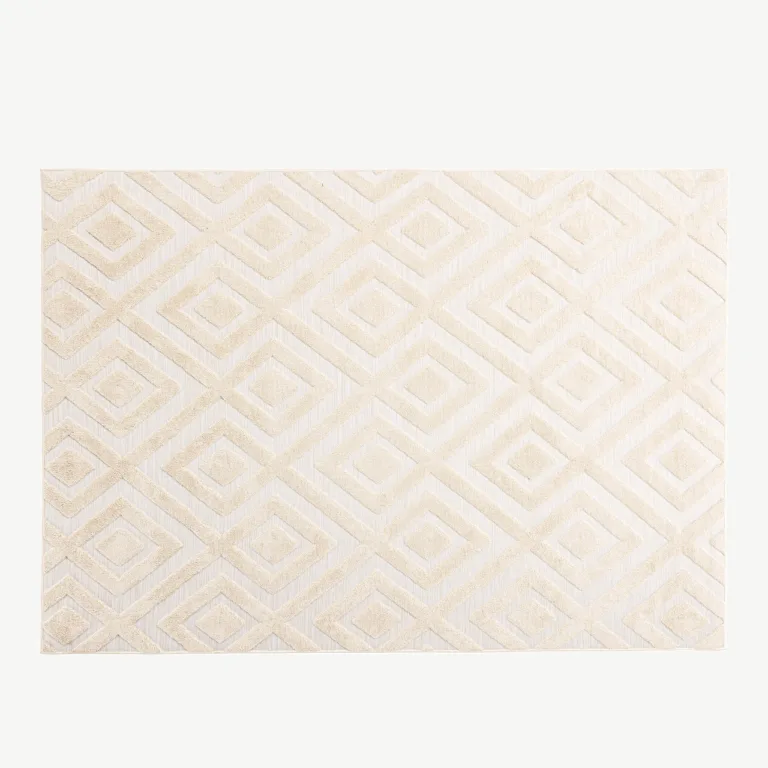 Beež madala karvaga käsitöövaip Pia, 160 × 230 cm (polüester-puuvill) - 19991-102