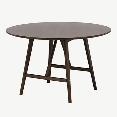 Ümmargune söögilaud Kaseidon, tumepruun MDF ja kummipuu, Ø100 cm - 19996-015