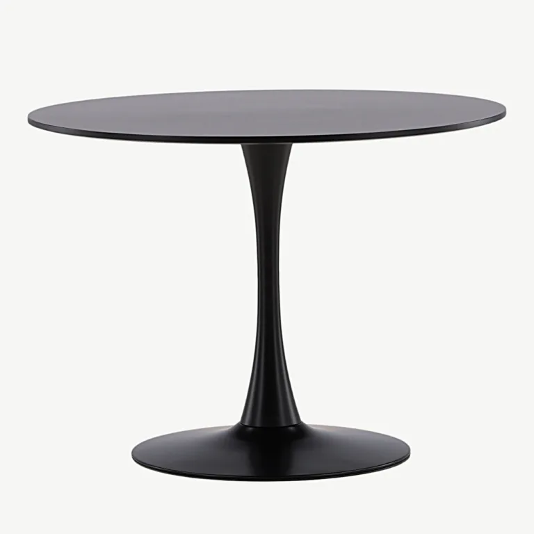 Glade ümmargune söögilaud, must MDF ja terasjalg, Ø100 cm - 19996-060