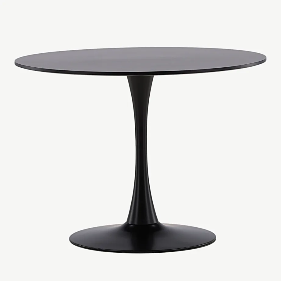 Glade ümmargune söögilaud, must MDF ja terasjalg, Ø100 cm, 19996-060 – 2