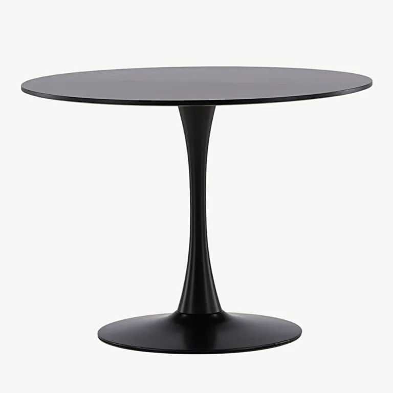 Glade ümmargune söögilaud, must MDF ja terasjalg, Ø100 cm - 19996-060
