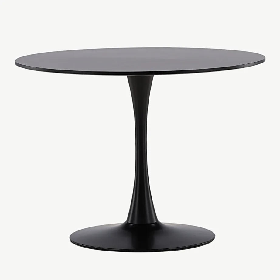 Glade ümmargune söögilaud, must MDF ja terasjalg, Ø100 cm, 19996-060 – 3