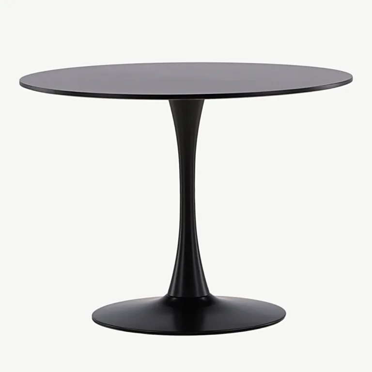 Glade ümmargune söögilaud, must MDF ja terasjalg, Ø100 cm - 19996-060