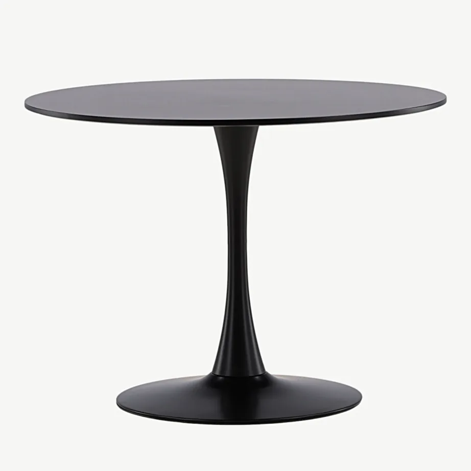 Glade ümmargune söögilaud, must MDF ja terasjalg, Ø100 cm, 19996-060 – 4