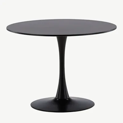 Glade ümmargune söögilaud, must MDF ja terasjalg, Ø100 cm - 19996-060
