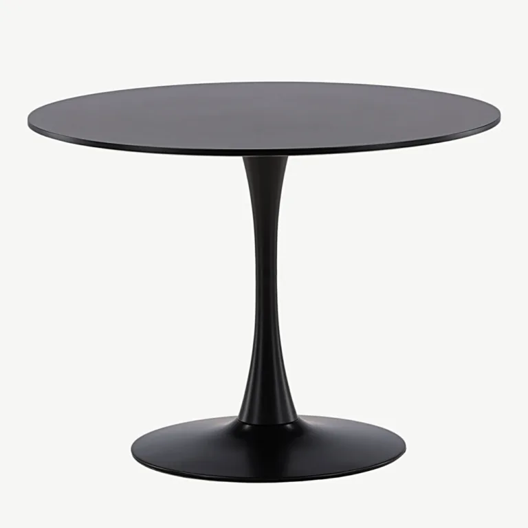 Glade ümmargune söögilaud, must MDF ja terasjalg, Ø100 cm - 19996-060