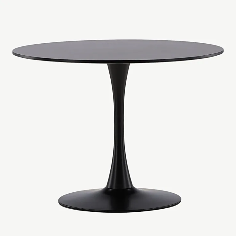 Glade ümmargune söögilaud, must MDF ja terasjalg, Ø100 cm - 19996-060