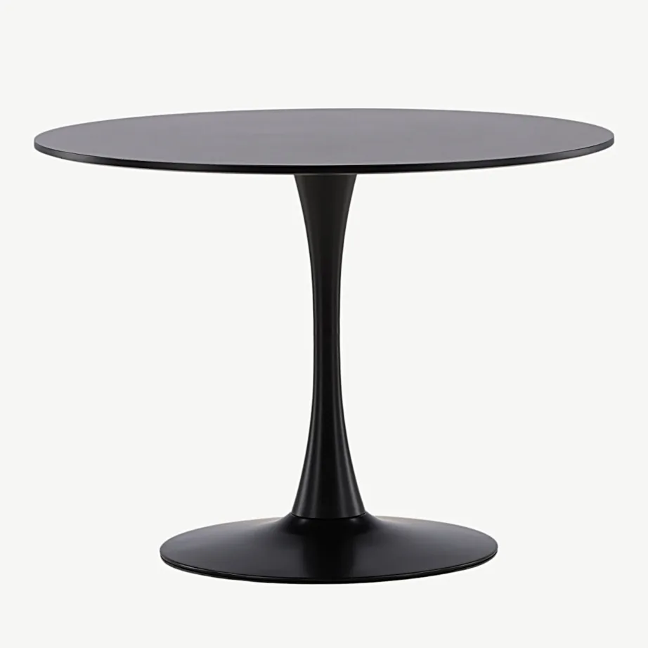 Glade ümmargune söögilaud, must MDF ja terasjalg, Ø100 cm, 19996-060 – 7