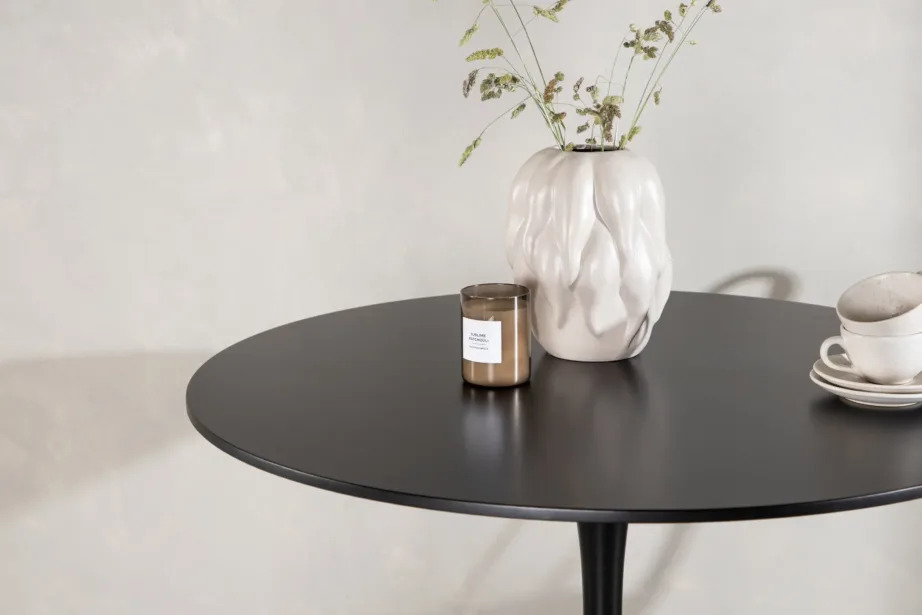 Glade ümmargune söögilaud, must MDF ja terasjalg, Ø100 cm, 19996-060 – 9