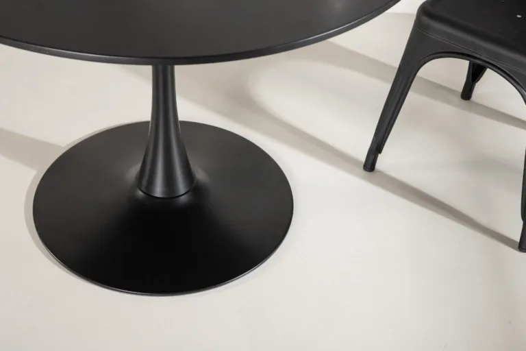 Glade ümmargune söögilaud, must MDF ja terasjalg, Ø100 cm - 19996-060
