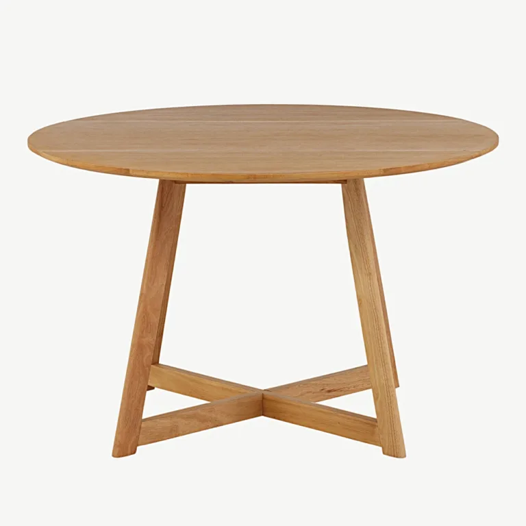 Ümmargune kummipuu söögilaud Yadikon, tamme toonis MDF, ø120 cm - 19996-080