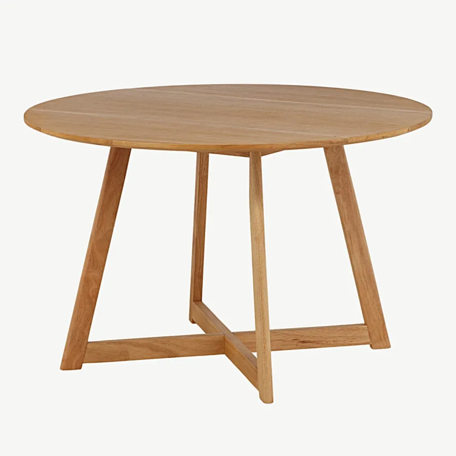 Ümmargune kummipuu söögilaud Yadikon, tamme toonis MDF, ø120 cm, 19996-080 – 3