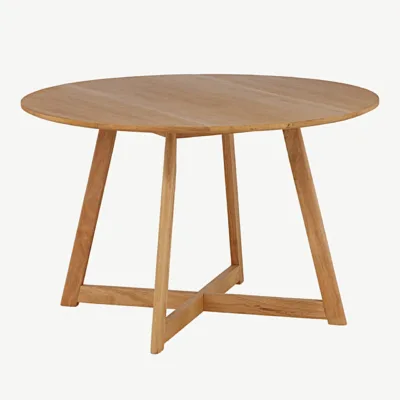 Ümmargune kummipuu söögilaud Yadikon, tamme toonis MDF, ø120 cm - 19996-080