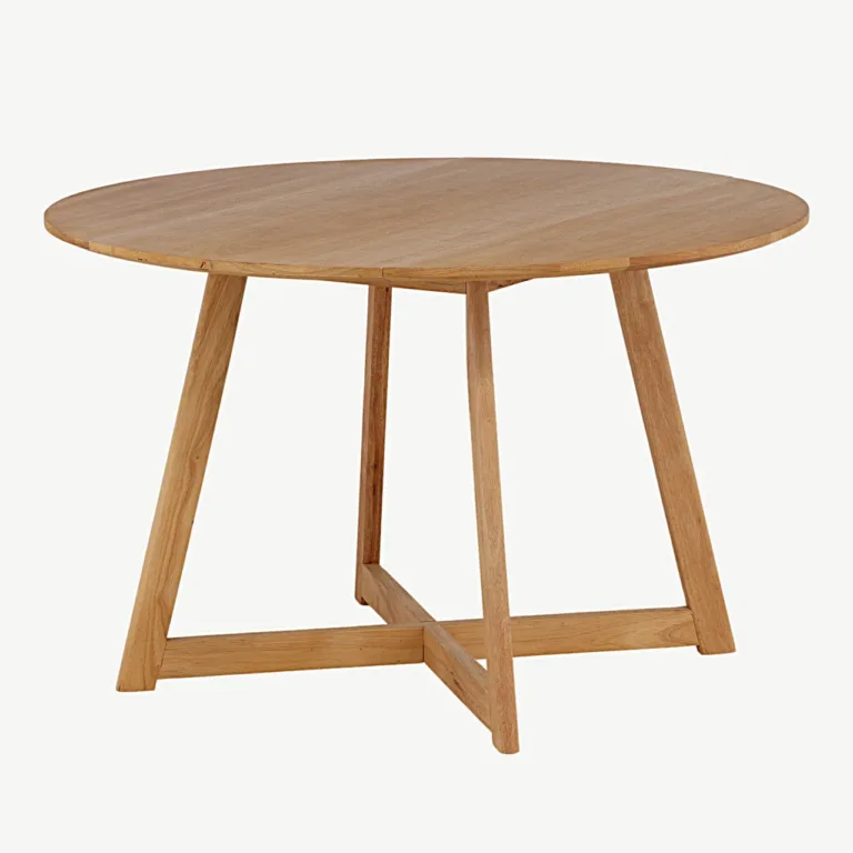 Ümmargune kummipuu söögilaud Yadikon, tamme toonis MDF, ø120 cm - 19996-080