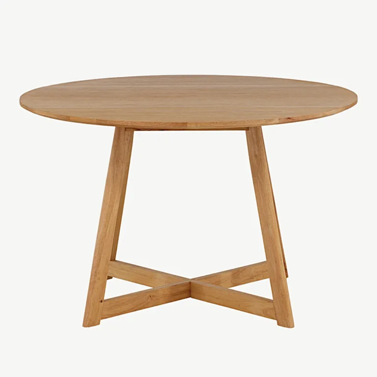Ümmargune kummipuu söögilaud Yadikon, tamme toonis MDF, ø120 cm - 19996-080