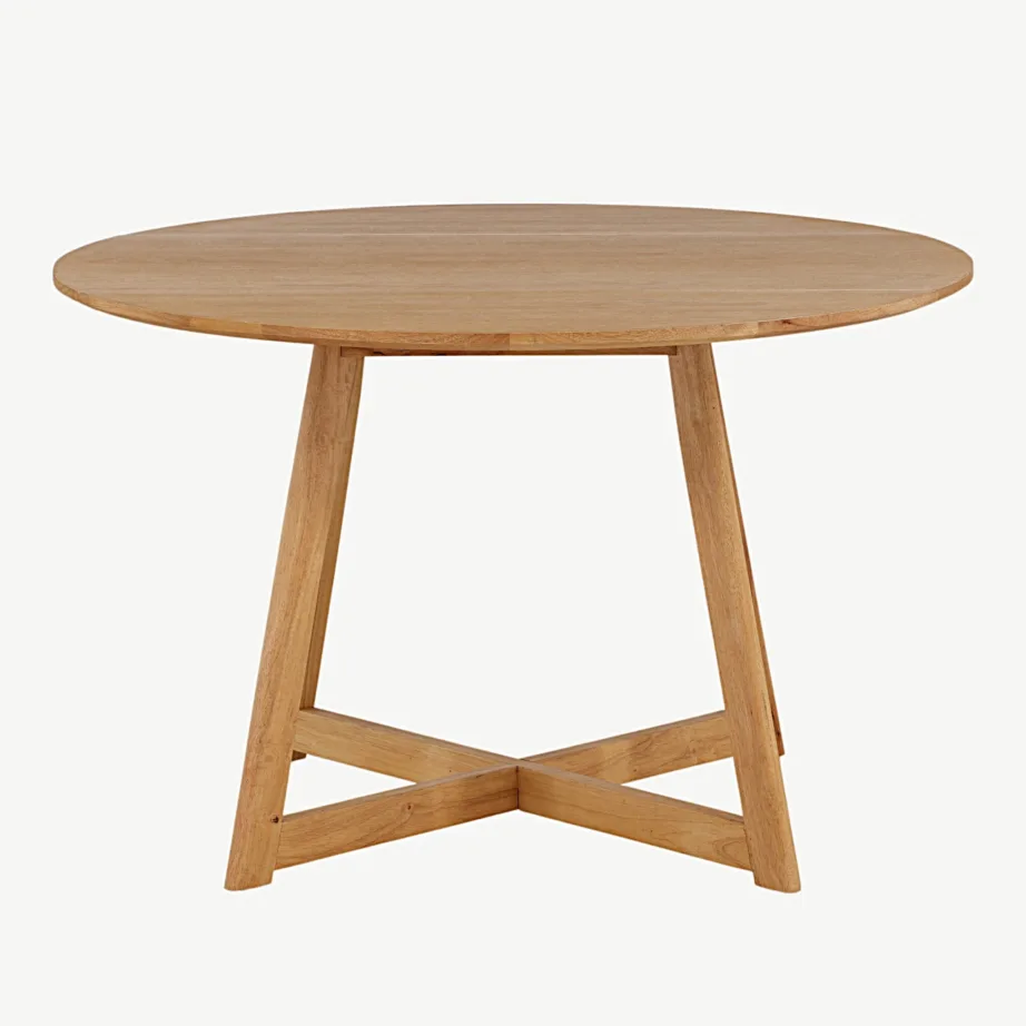 Ümmargune kummipuu söögilaud Yadikon, tamme toonis MDF, ø120 cm, 19996-080 – 7