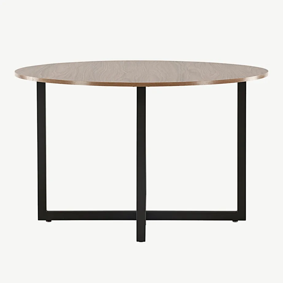 Durango ümmargune pähklivärvi söögilaud, mustad terasjalad, Ø120 cm, 19996-130 – 2