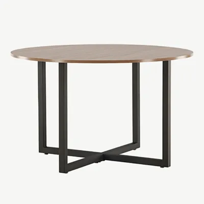 Durango ümmargune pähklivärvi söögilaud, mustad terasjalad, Ø120 cm - 19996-130