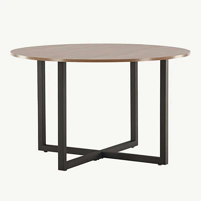 Durango ümmargune pähklivärvi söögilaud, mustad terasjalad, Ø120 cm - 19996-130