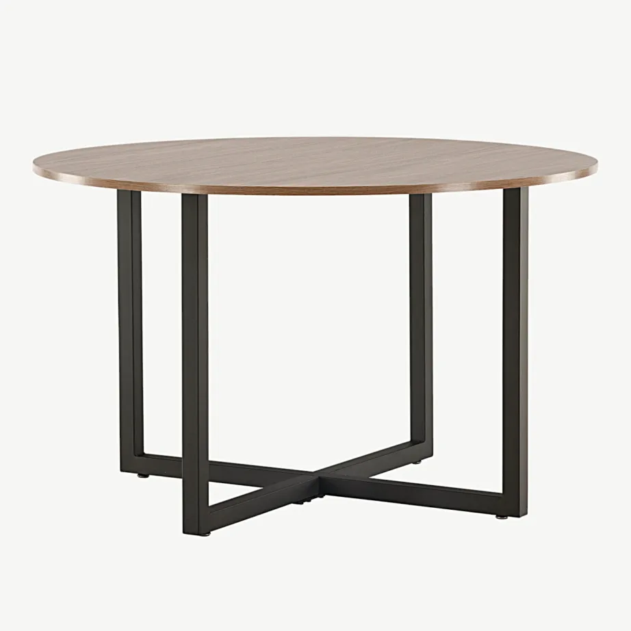 Durango ümmargune pähklivärvi söögilaud, mustad terasjalad, Ø120 cm, 19996-130
