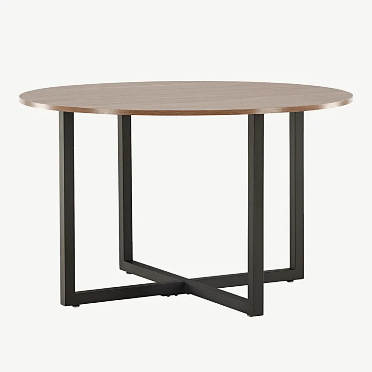 Durango ümmargune pähklivärvi söögilaud, mustad terasjalad, Ø120 cm - 19996-130