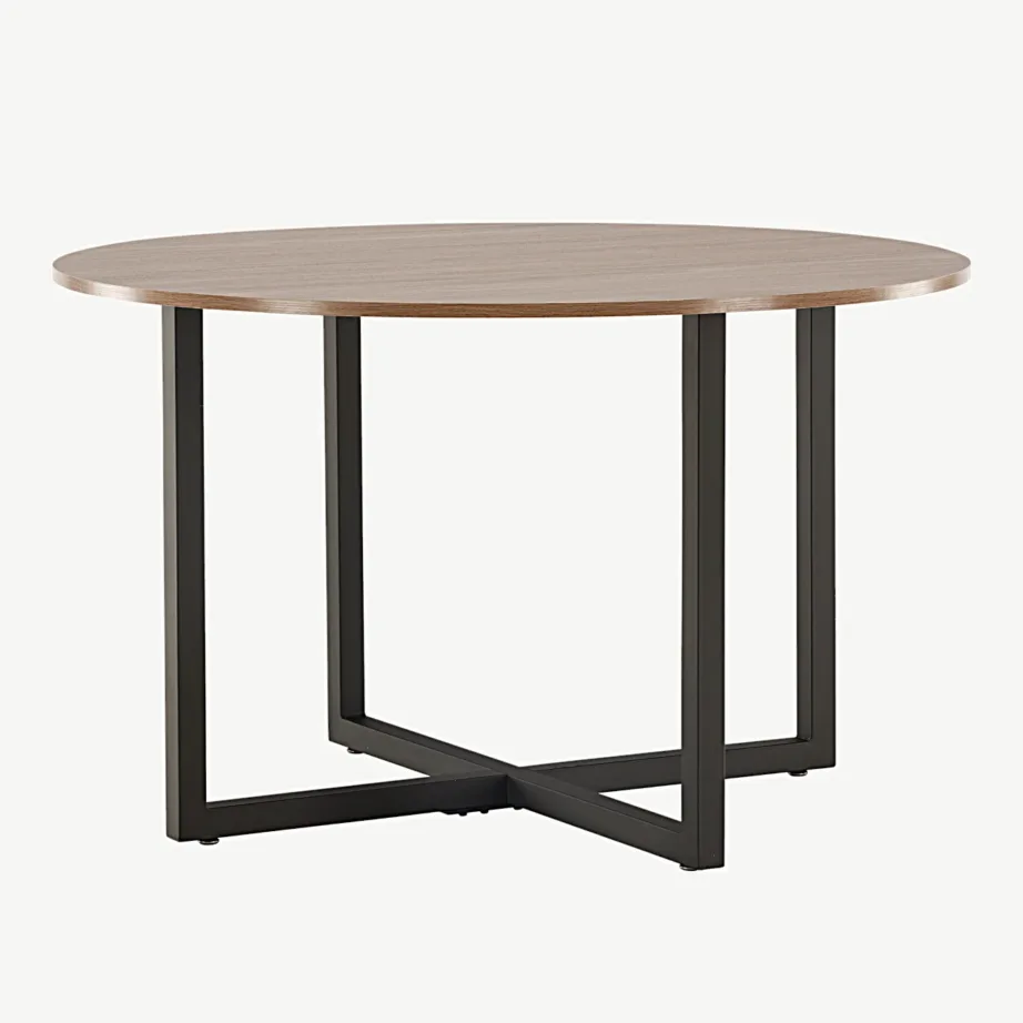 Durango ümmargune pähklivärvi söögilaud, mustad terasjalad, Ø120 cm, 19996-130 – 3