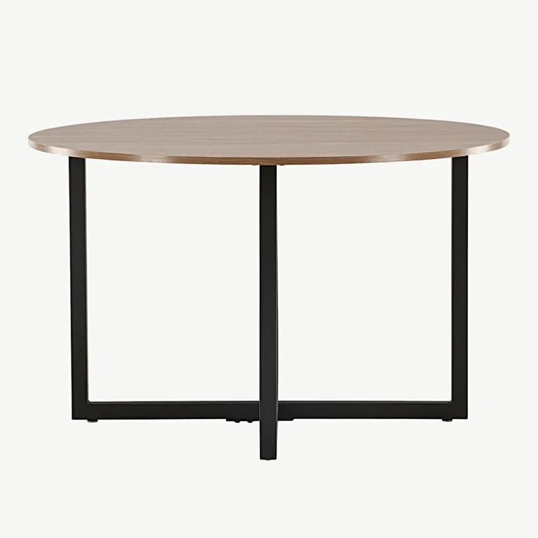 Durango ümmargune pähklivärvi söögilaud, mustad terasjalad, Ø120 cm - 19996-130