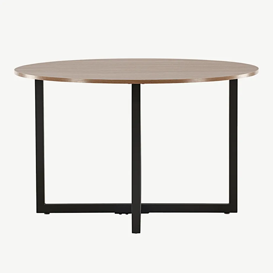 Durango ümmargune pähklivärvi söögilaud, mustad terasjalad, Ø120 cm, 19996-130 – 4