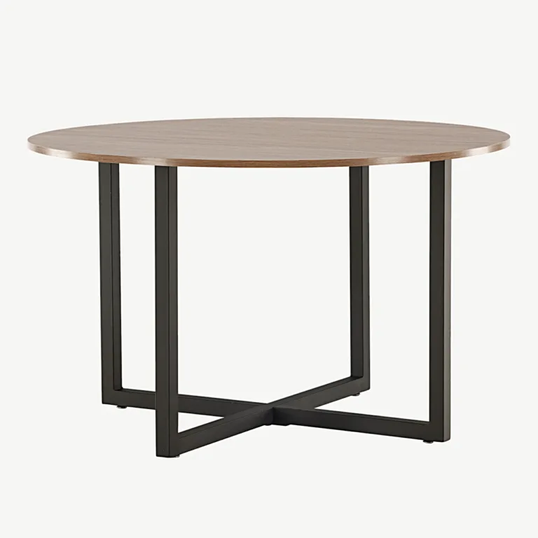 Durango ümmargune pähklivärvi söögilaud, mustad terasjalad, Ø120 cm - 19996-130