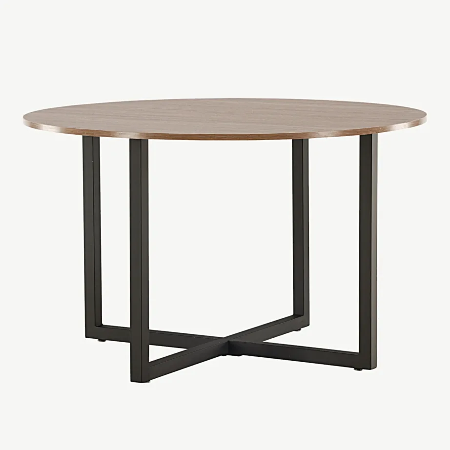 Durango ümmargune pähklivärvi söögilaud, mustad terasjalad, Ø120 cm, 19996-130 – 5