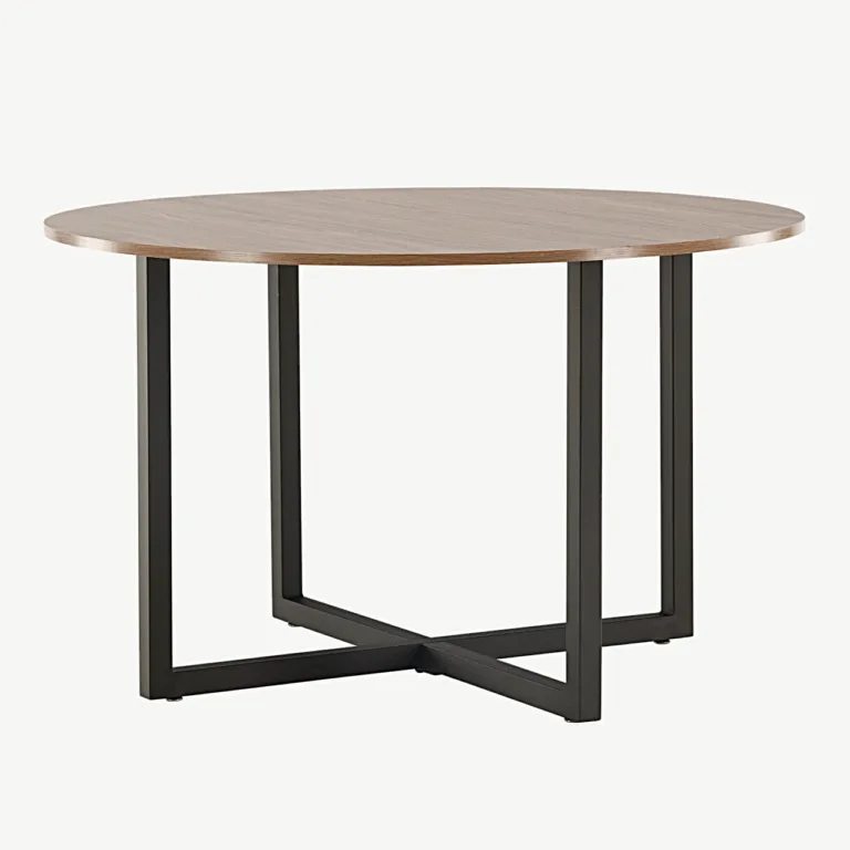 Durango ümmargune pähklivärvi söögilaud, mustad terasjalad, Ø120 cm - 19996-130