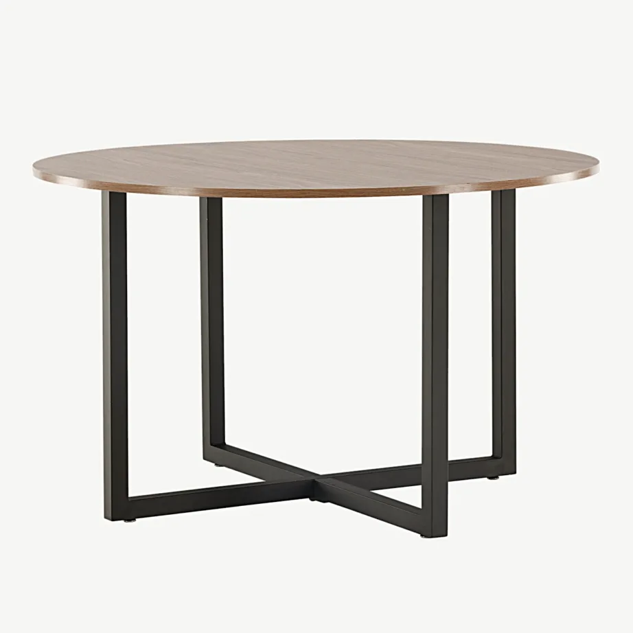 Durango ümmargune pähklivärvi söögilaud, mustad terasjalad, Ø120 cm, 19996-130 – 6