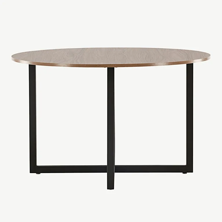 Durango ümmargune pähklivärvi söögilaud, mustad terasjalad, Ø120 cm - 19996-130
