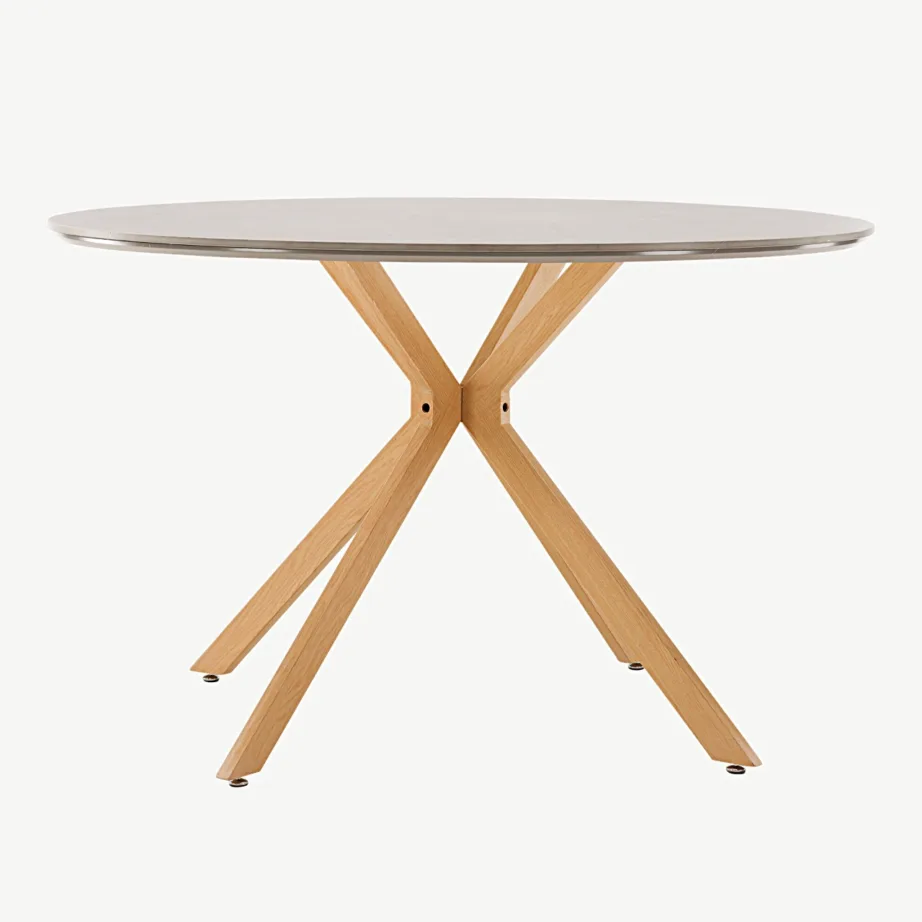 Ümmargune söögilaud Piazza, hall spraystone, naturaalse välimusega terasjalad, ø120 cm, 19996-170 – 2