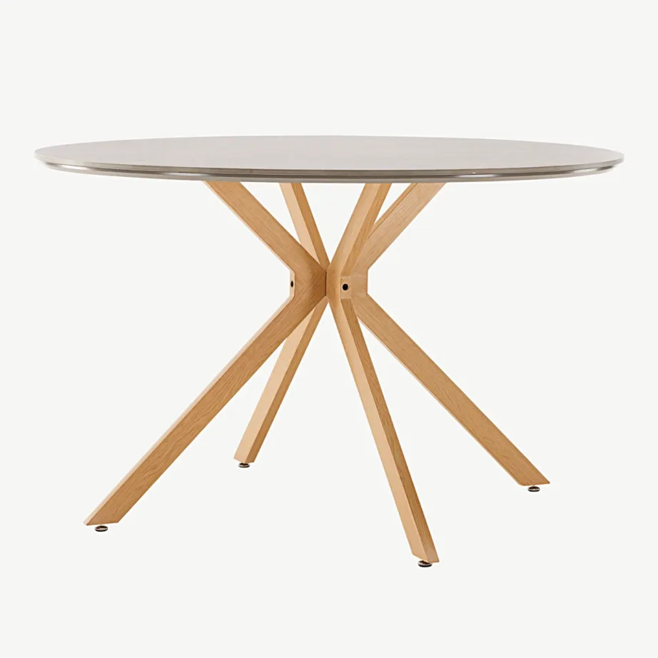 Ümmargune söögilaud Piazza, hall spraystone, naturaalse välimusega terasjalad, ø120 cm, 19996-170 – 3