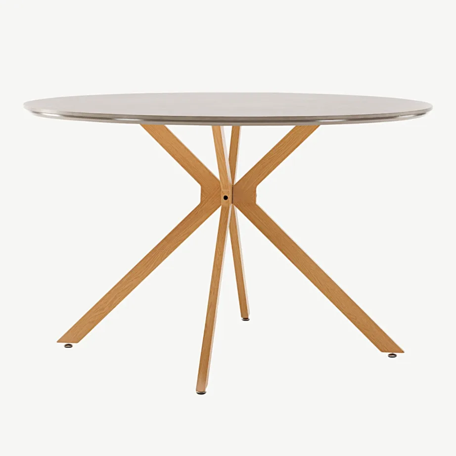 Ümmargune söögilaud Piazza, hall spraystone, naturaalse välimusega terasjalad, ø120 cm, 19996-170 – 4