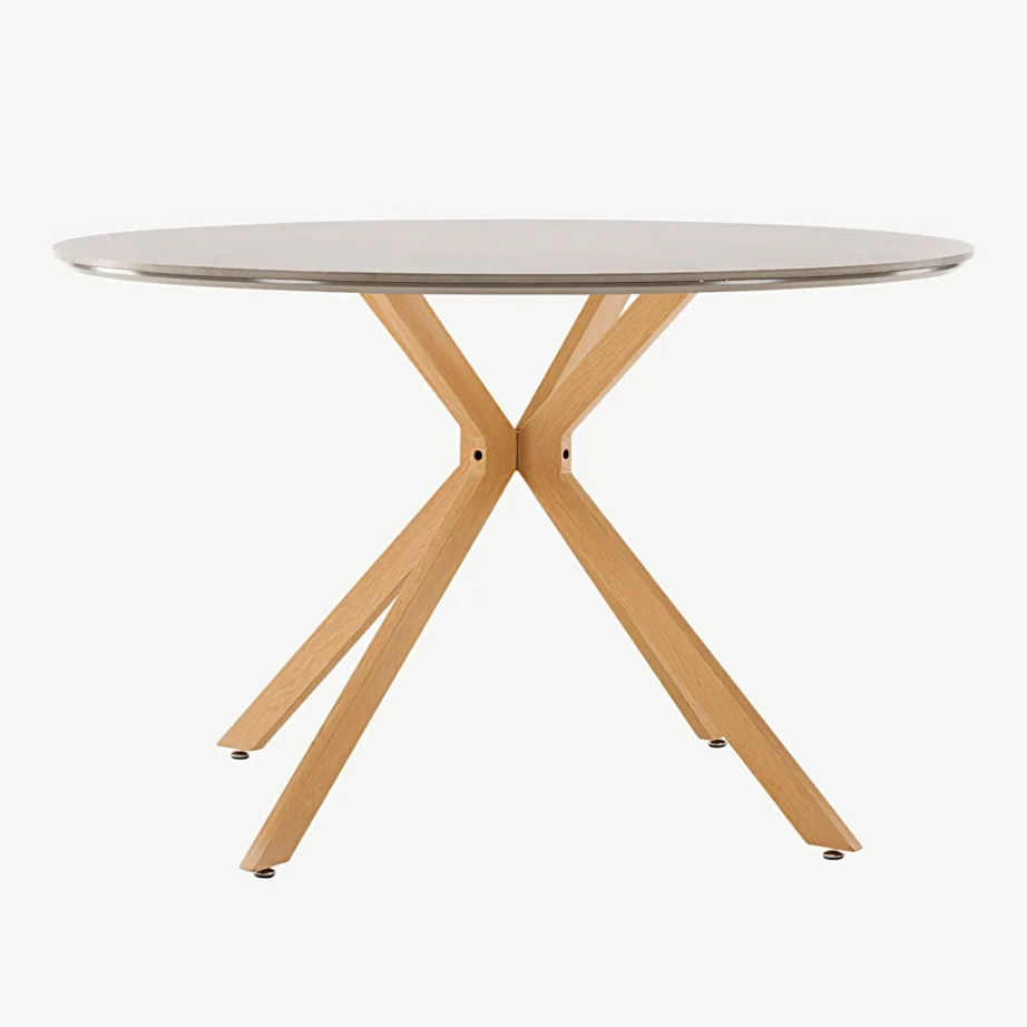 Ümmargune söögilaud Piazza, hall spraystone, naturaalse välimusega terasjalad, ø120 cm, 19996-170 – 5