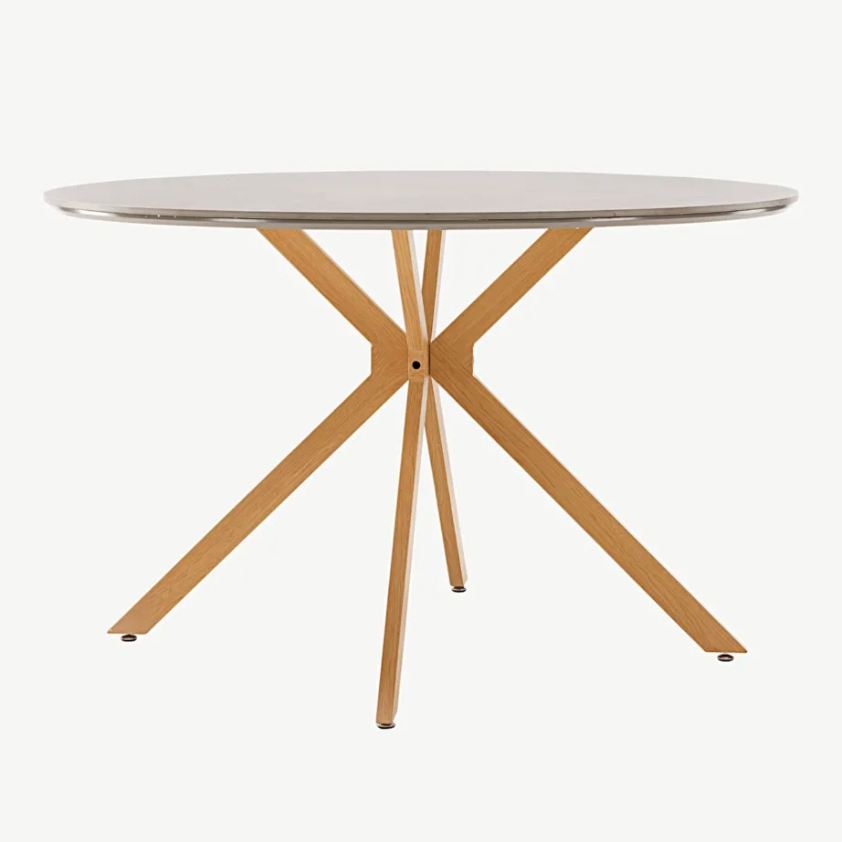 Ümmargune söögilaud Piazza, hall spraystone, naturaalse välimusega terasjalad, ø120 cm, 19996-170 – 7