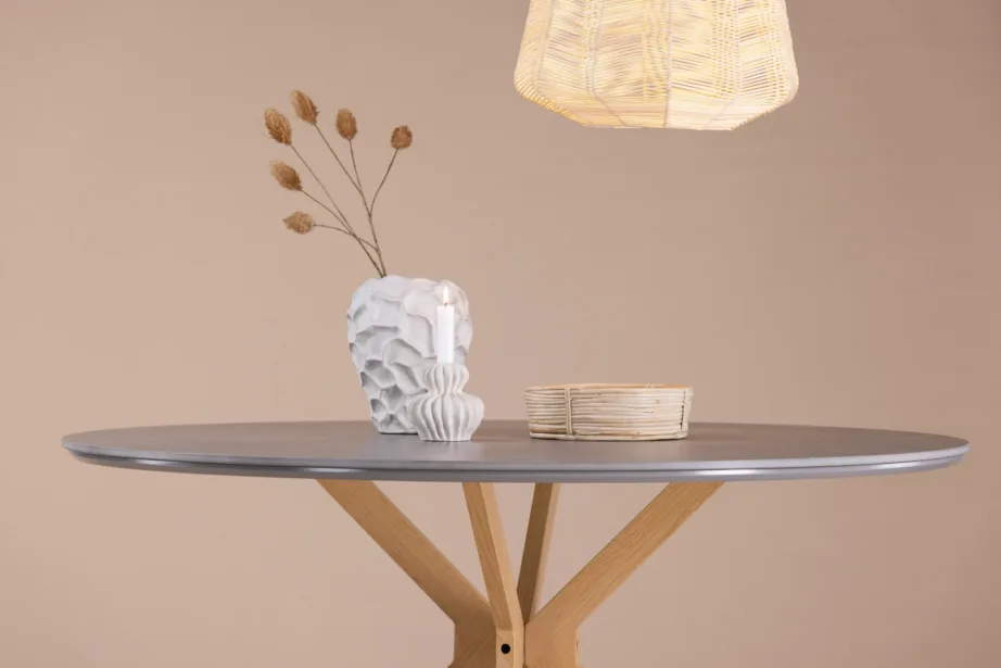 Ümmargune söögilaud Piazza, hall spraystone, naturaalse välimusega terasjalad, ø120 cm, 19996-170 – 10