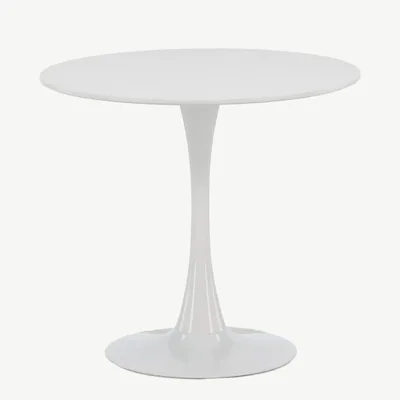 Hamden ümmargune söögilaud (valge MDF, helehall teras, Ø80 cm) - 19996-280