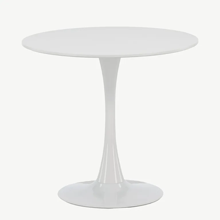 Hamden ümmargune söögilaud (valge MDF, helehall teras, Ø80 cm) - 19996-280