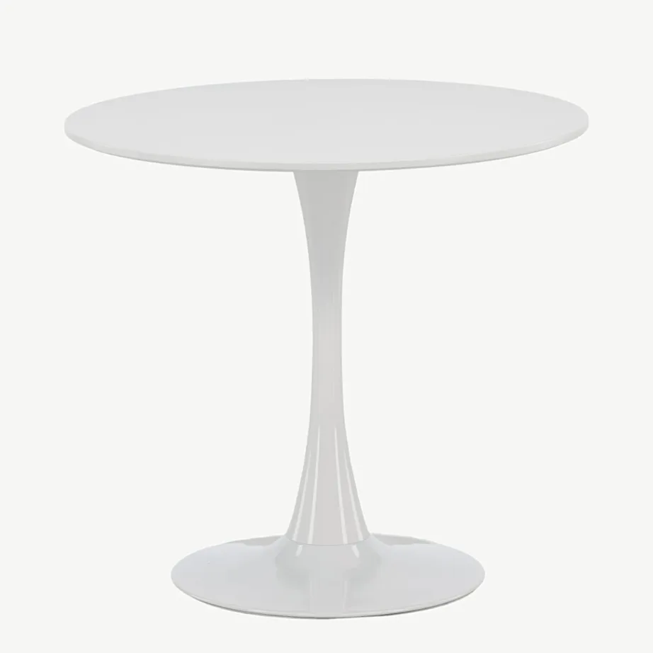 Hamden ümmargune söögilaud (valge MDF, helehall teras, Ø80 cm), 19996-280