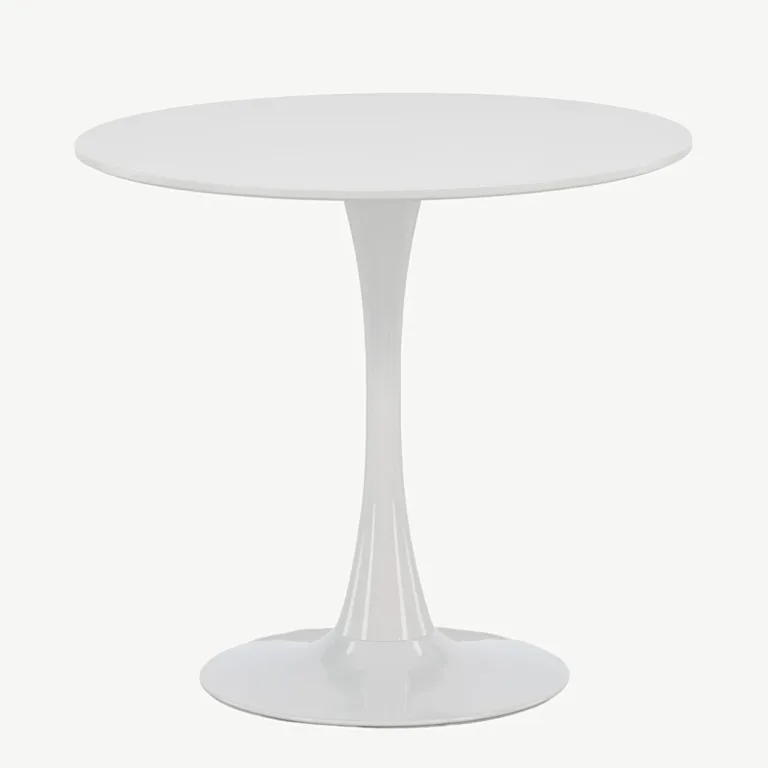 Hamden ümmargune söögilaud (valge MDF, helehall teras, Ø80 cm) - 19996-280