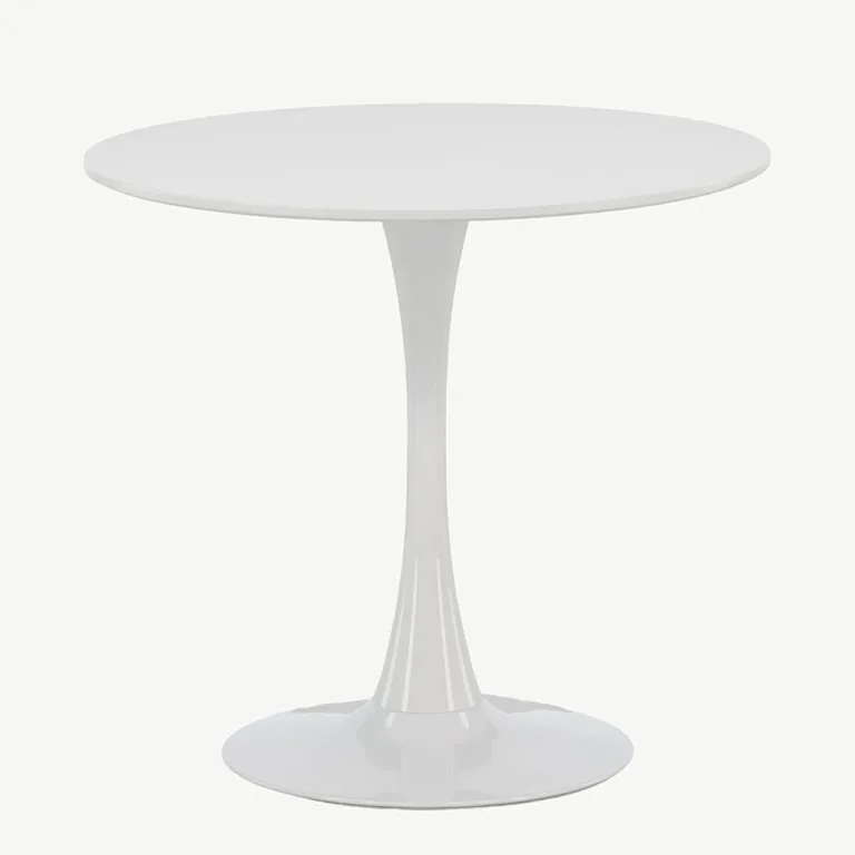 Hamden ümmargune söögilaud (valge MDF, helehall teras, Ø80 cm) - 19996-280