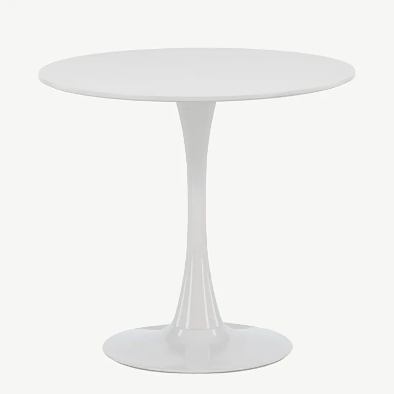 Hamden ümmargune söögilaud (valge MDF, helehall teras, Ø80 cm) - 19996-280
