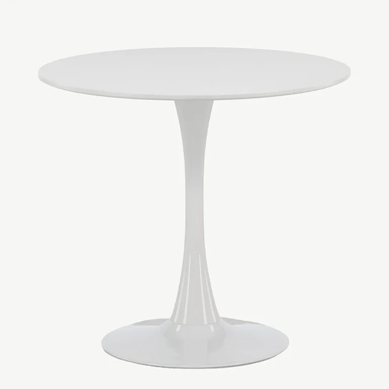 Hamden ümmargune söögilaud (valge MDF, helehall teras, Ø80 cm) - 19996-280