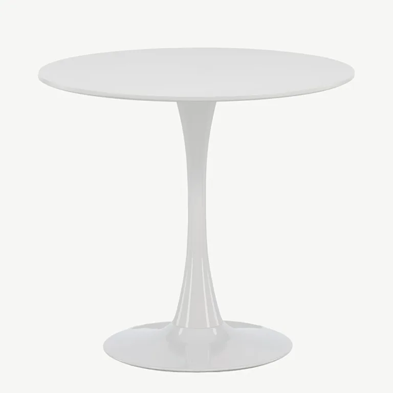Hamden ümmargune söögilaud (valge MDF, helehall teras, Ø80 cm) - 19996-280