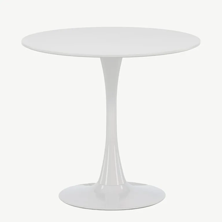 Hamden ümmargune söögilaud (valge MDF, helehall teras, Ø80 cm) - 19996-280